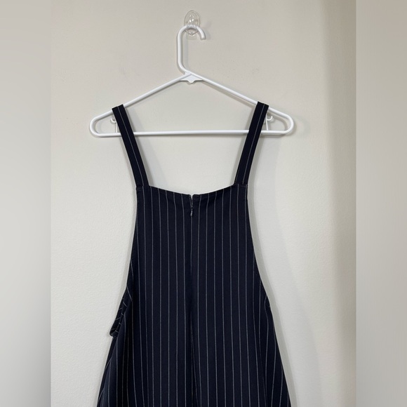 Navy Pinstripe Jumpsuit Navy Blue White Striped Romper Size M - Picture 10 of 14